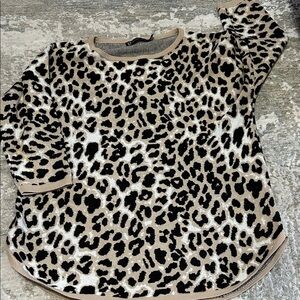 New York & Company Animal Print Blouse - Black and Tan